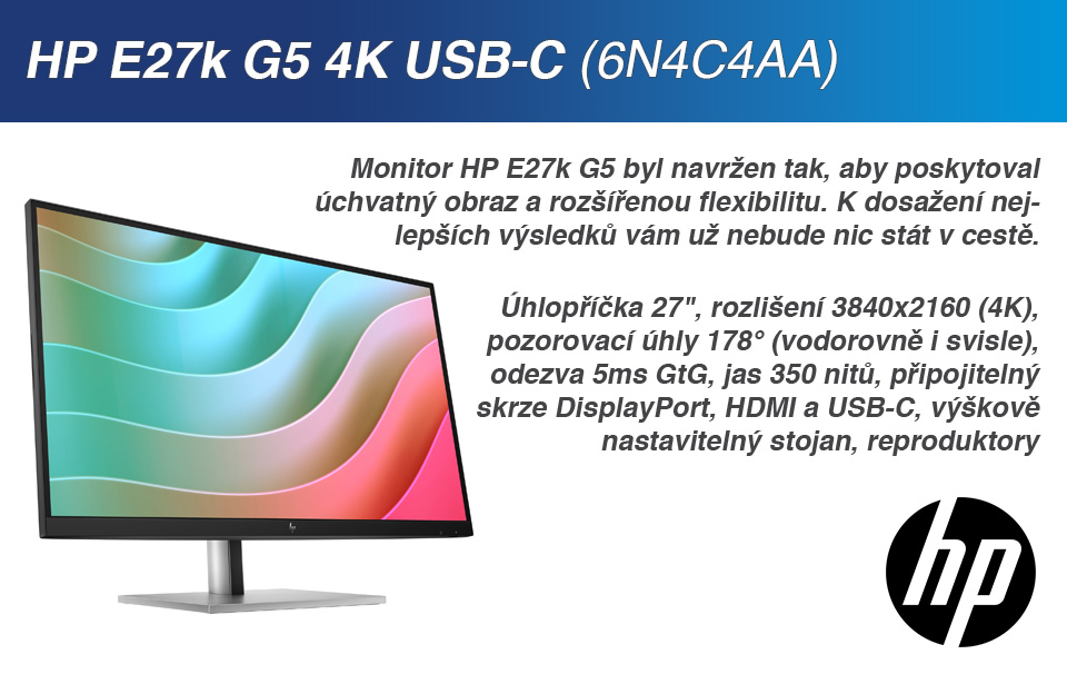 Monitor HP E27k G5 4K USB-C (6N4C4AA)