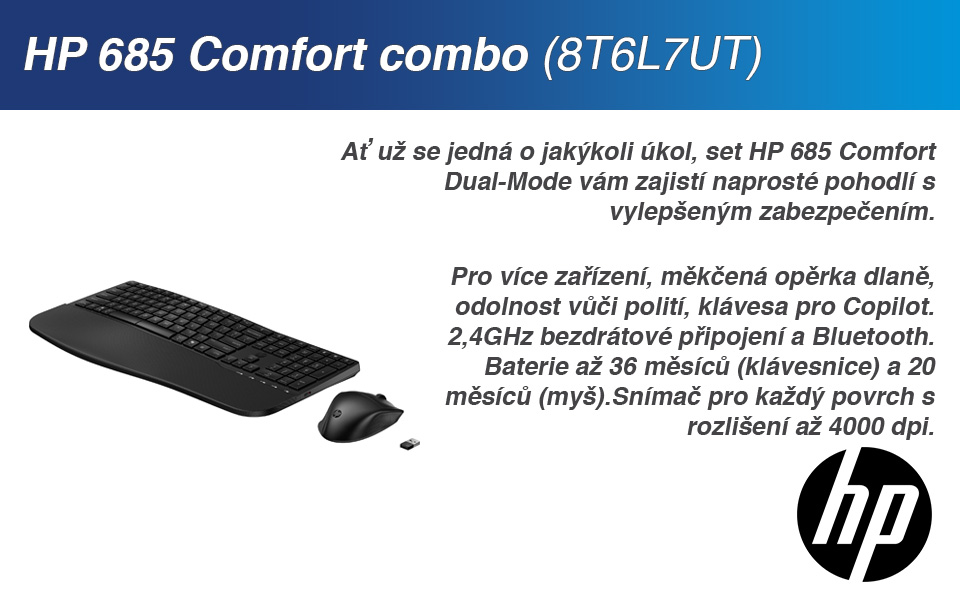 Set klávesnice a myši HP 685 Comfort Dual-Mode (8T6L7UT)